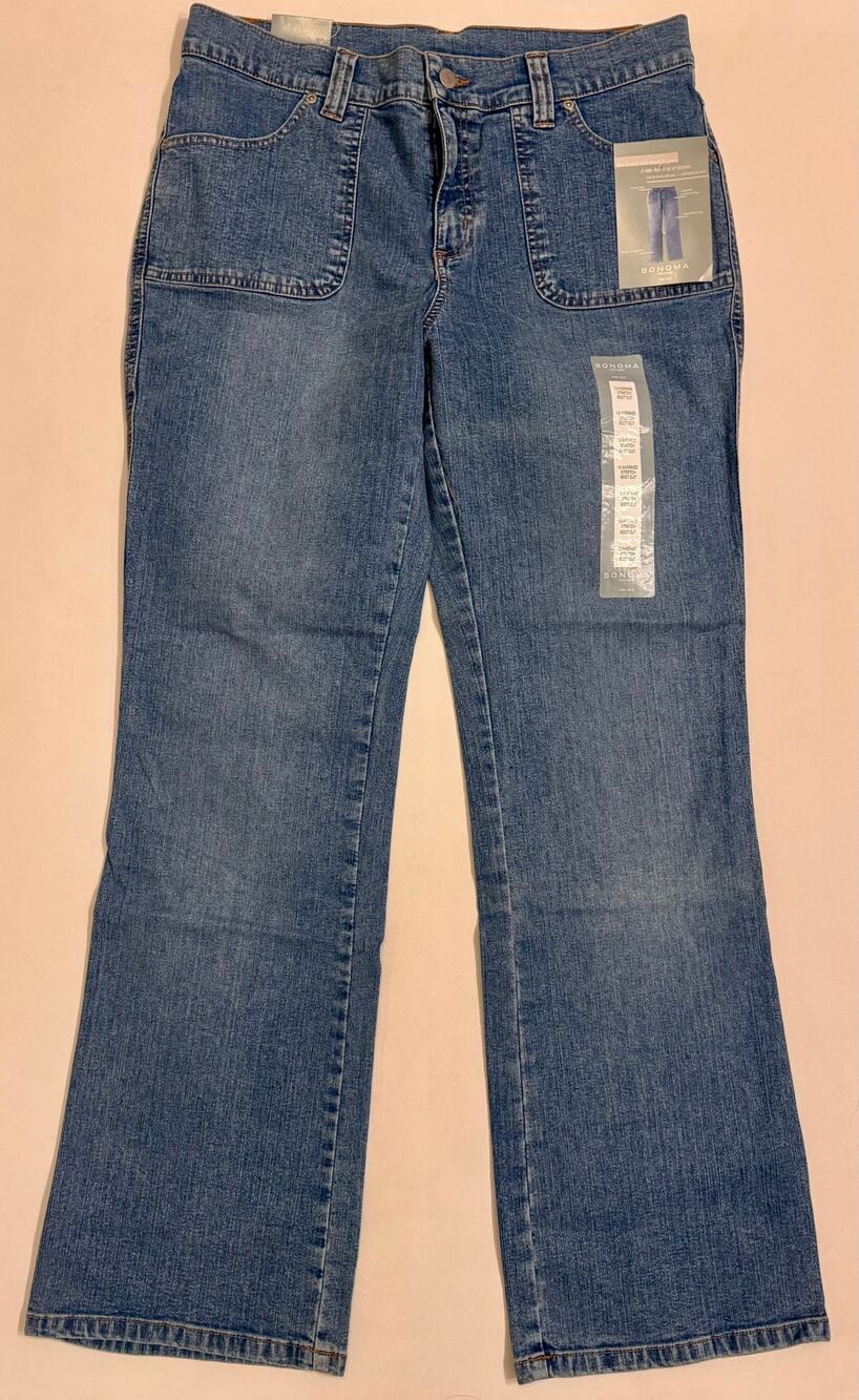 NWT Y2K Sonoma Boot Cut Stretch Jeans Women's Size 12 Average Med Wash Low Rise
